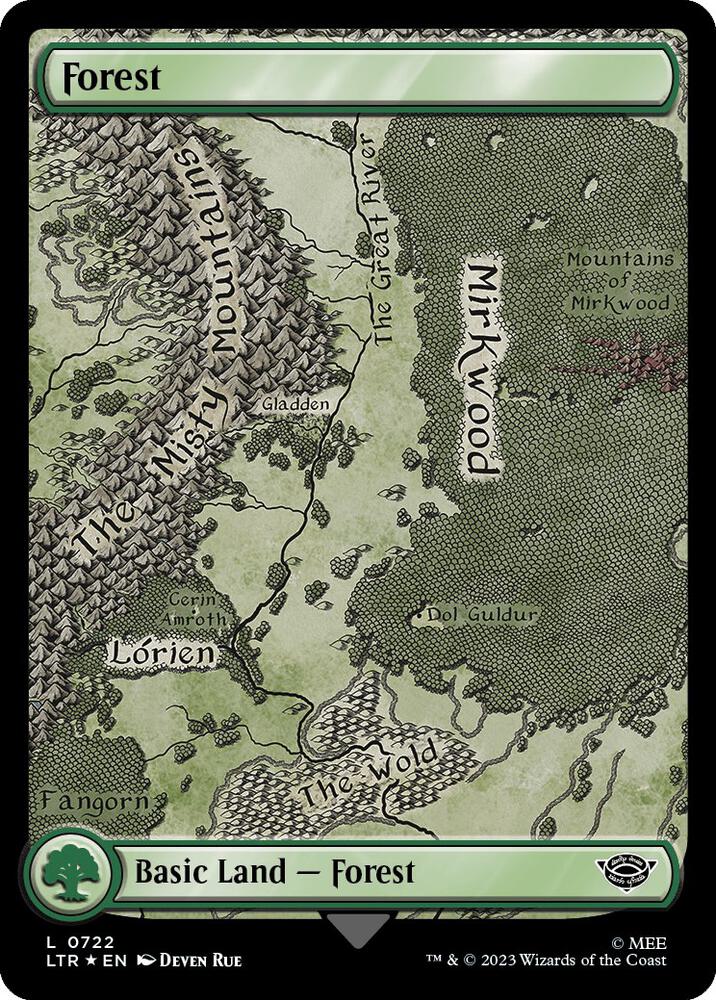 Forest (Surge Foil) 722 card from Universes Beyond: The Lord of the Rings: Tales of Middle-earth