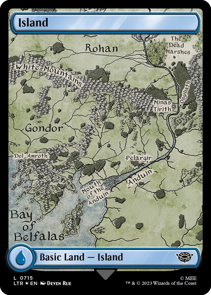Island (Surge Foil) 715 card from Universes Beyond: The Lord of the Rings: Tales of Middle-earth