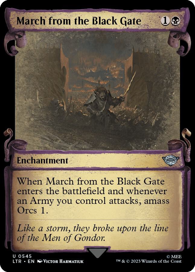 March from the Black Gate (Showcase Scrolls) 545 card from Universes Beyond: The Lord of the Rings: Tales of Middle-earth