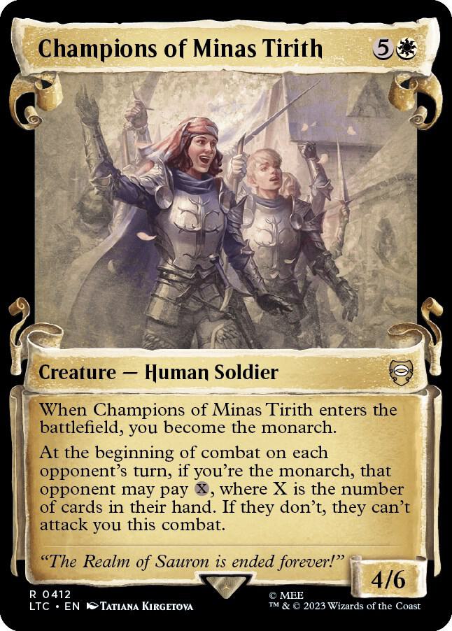 Champions of Minas Tirith (Showcase Scrolls) 412 card from Commander: The Lord of the Rings: Tales of Middle-earth