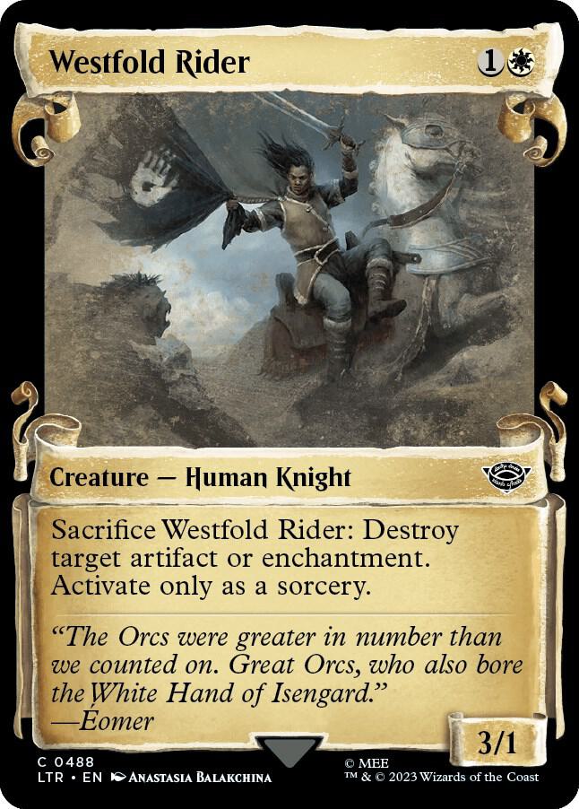 Westfold Rider (Showcase Scrolls) 488 card from Universes Beyond: The Lord of the Rings: Tales of Middle-earth