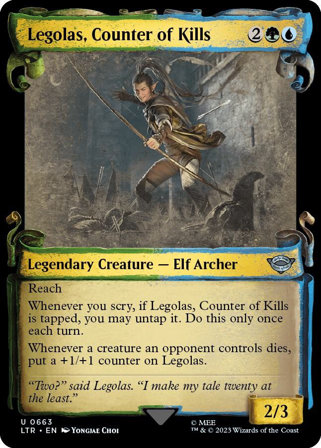 Legolas, Counter of Kills (Showcase Scrolls) 663 card from Universes Beyond: The Lord of the Rings: Tales of Middle-earth