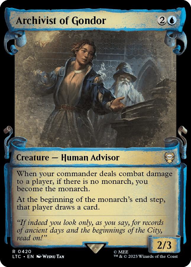 Archivist of Gondor (Showcase Scrolls) 420 card from Commander: The Lord of the Rings: Tales of Middle-earth