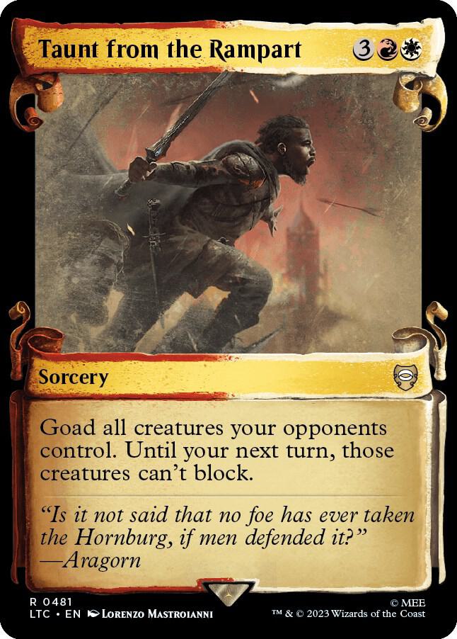Taunt from the Rampart (Showcase Scrolls) 481 card from Commander: The Lord of the Rings: Tales of Middle-earth