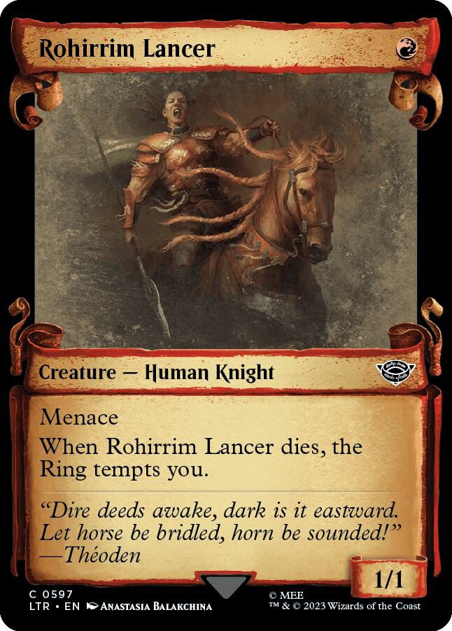 Rohirrim Lancer (Showcase Scrolls) 597 card from Universes Beyond: The Lord of the Rings: Tales of Middle-earth