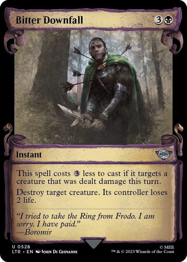 Bitter Downfall (Showcase Scrolls) 528 card from Universes Beyond: The Lord of the Rings: Tales of Middle-earth