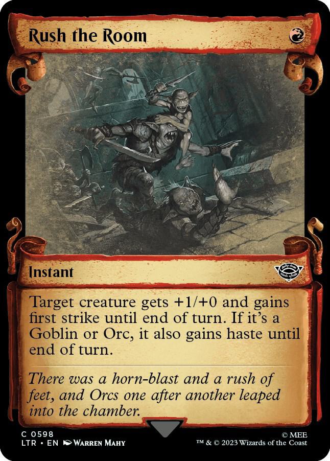 Rush the Room (Showcase Scrolls) 598 card from Universes Beyond: The Lord of the Rings: Tales of Middle-earth