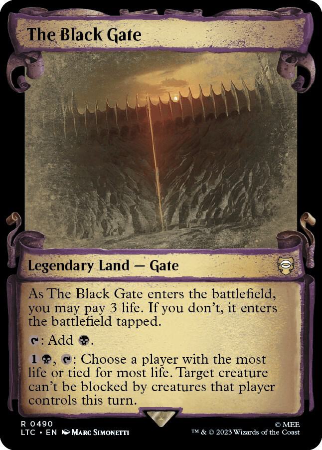 The Black Gate (Showcase Scrolls) 490 card from Commander: The Lord of the Rings: Tales of Middle-earth