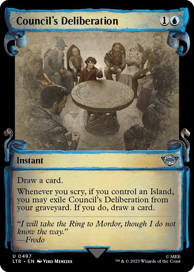 Council's Deliberation (Showcase Scrolls) 497 card from Universes Beyond: The Lord of the Rings: Tales of Middle-earth