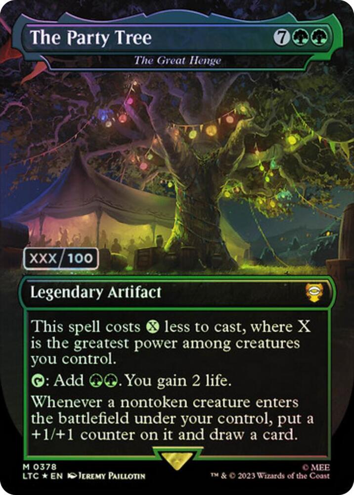 The Party Tree - The Great Henge (Borderless) (Serial Numbered) 378 card from Commander: The Lord of the Rings: Tales of Middle-earth