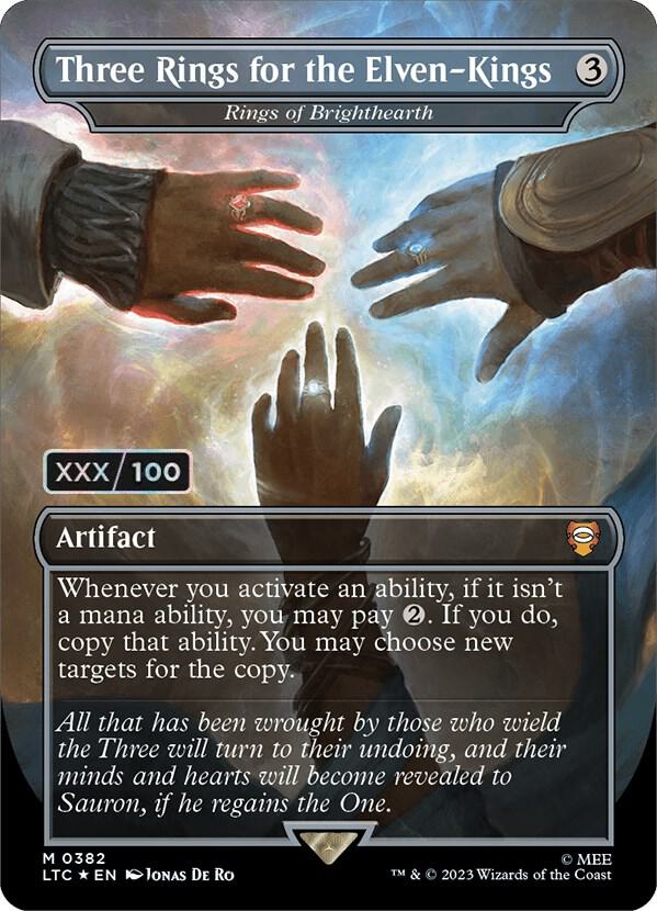 Three Rings for the Elven-Kings - Rings of Brighthearth (Borderless) (Serial Numbered) 382 card from Commander: The Lord of the Rings: Tales of Middle-earth