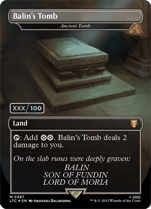 Balin's Tomb - Ancient Tomb (Borderless) (Serial Numbered) 387 card from Commander: The Lord of the Rings: Tales of Middle-earth