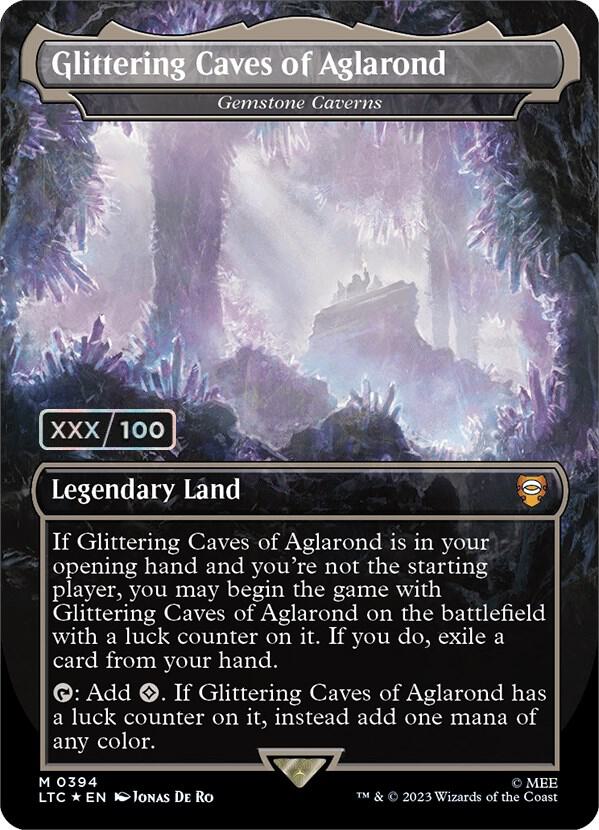Glittering Caves of Aglarond - Gemstone Caverns (Borderless) (Serial Numbered) 394 card from Commander: The Lord of the Rings: Tales of Middle-earth