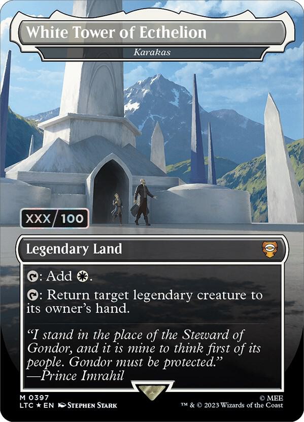 White Tower of Ecthelion - Karakas (Borderless) (Serial Numbered) 397 card from Commander: The Lord of the Rings: Tales of Middle-earth