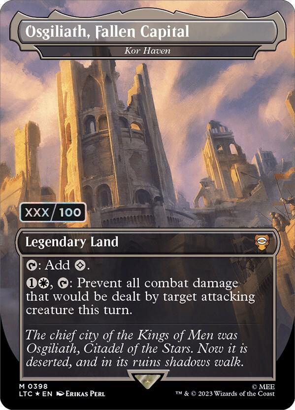 Osgiliath, Fallen Capital - Kor Haven (Borderless) (Serial Numbered) 398 card from Commander: The Lord of the Rings: Tales of Middle-earth