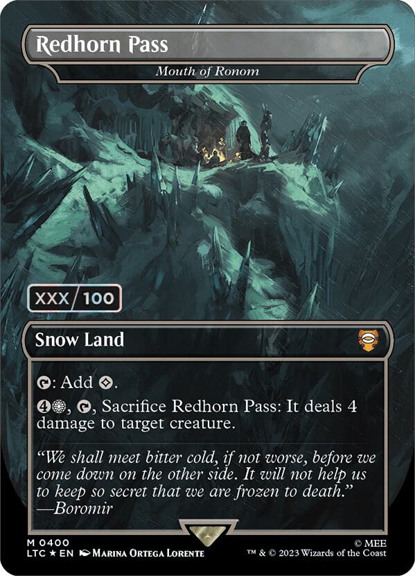 Redhorn Pass - Mouth of Ronom (Borderless) (Serial Numbered) 400 card from Commander: The Lord of the Rings: Tales of Middle-earth