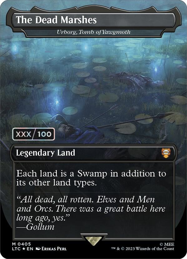 The Dead Marshes - Urborg, Tomb of Yawgmoth (Borderless) (Serial Numbered) 405 card from Commander: The Lord of the Rings: Tales of Middle-earth
