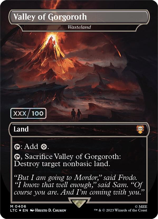 Valley of Gorgoroth - Wasteland (Borderless) (Serial Numbered) 406 card from Commander: The Lord of the Rings: Tales of Middle-earth