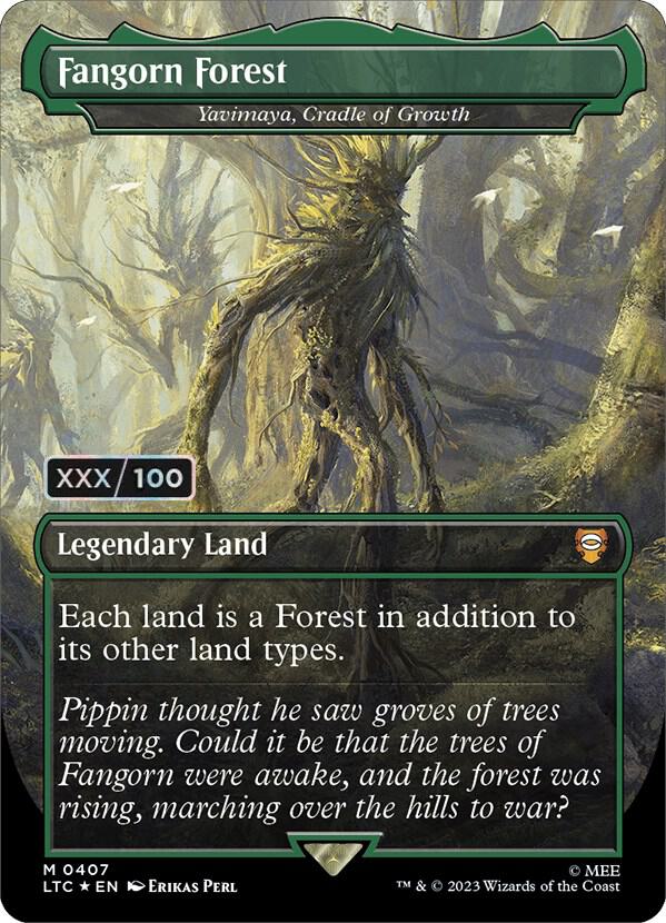 Fangorn Forest - Yavimaya, Cradle of Growth (Borderless) (Serial Numbered) 407 card from Commander: The Lord of the Rings: Tales of Middle-earth