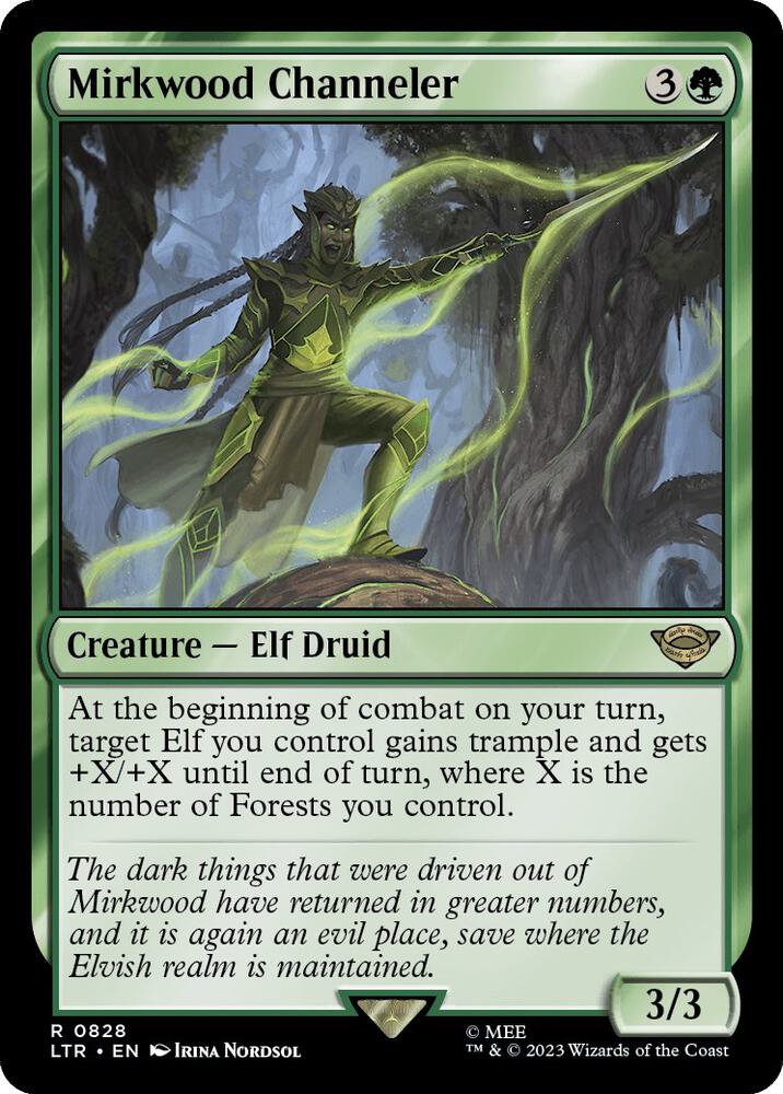 Mirkwood Channeler 828 card from Universes Beyond: The Lord of the Rings: Tales of Middle-earth