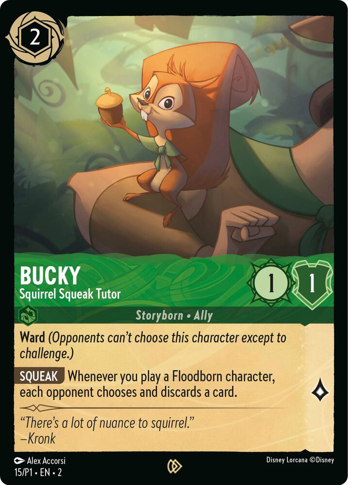 Bucky - Squirrel Squeak Tutor 15 card from Disney Lorcana Promo Cards