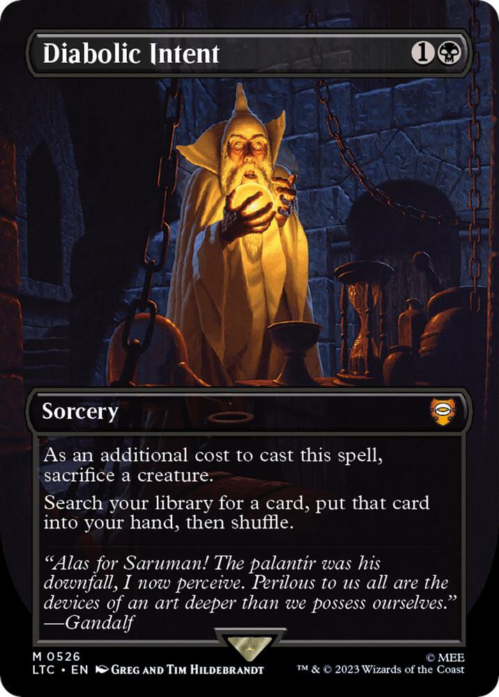 Diabolic Intent (Borderless) 526 card from Commander: The Lord of the Rings: Tales of Middle-earth