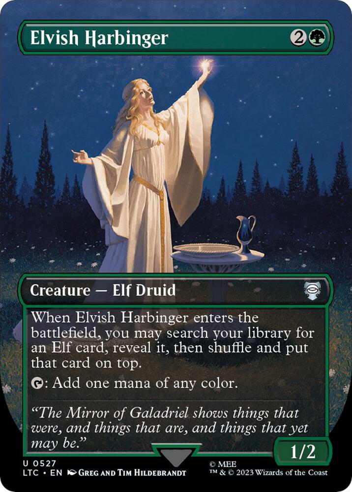 Elvish Harbinger (Borderless) 527 card from Commander: The Lord of the Rings: Tales of Middle-earth