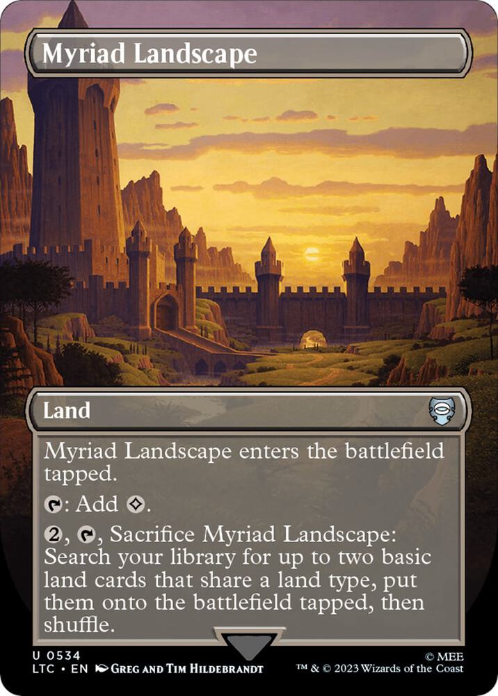 Myriad Landscape (Borderless) 534 card from Commander: The Lord of the Rings: Tales of Middle-earth