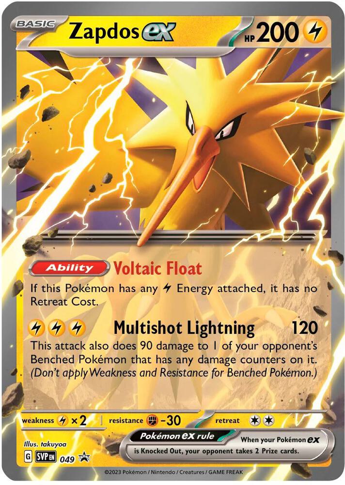 Zapdos ex 049 card from SV: Scarlet & Violet Promo Cards