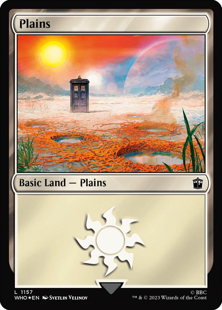 Plains (Surge Foil) 1157 card from Universes Beyond: Doctor Who