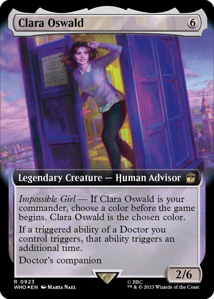 Clara Oswald (Extended Art) (Surge Foil) 923 card from Universes Beyond: Doctor Who