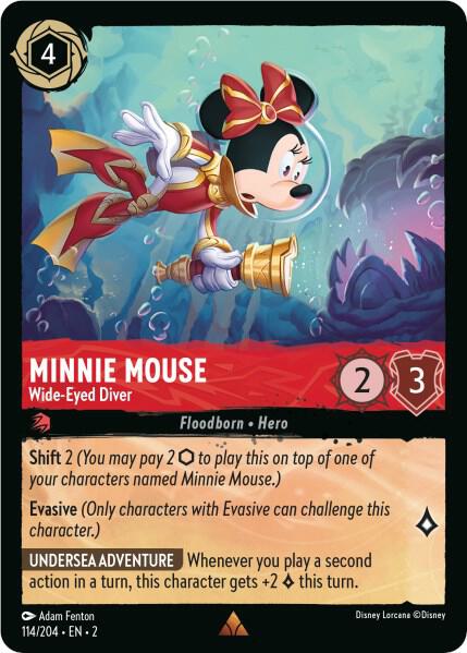 Minnie Mouse - Wide-Eyed Diver 114/204 card from Rise of the Floodborn