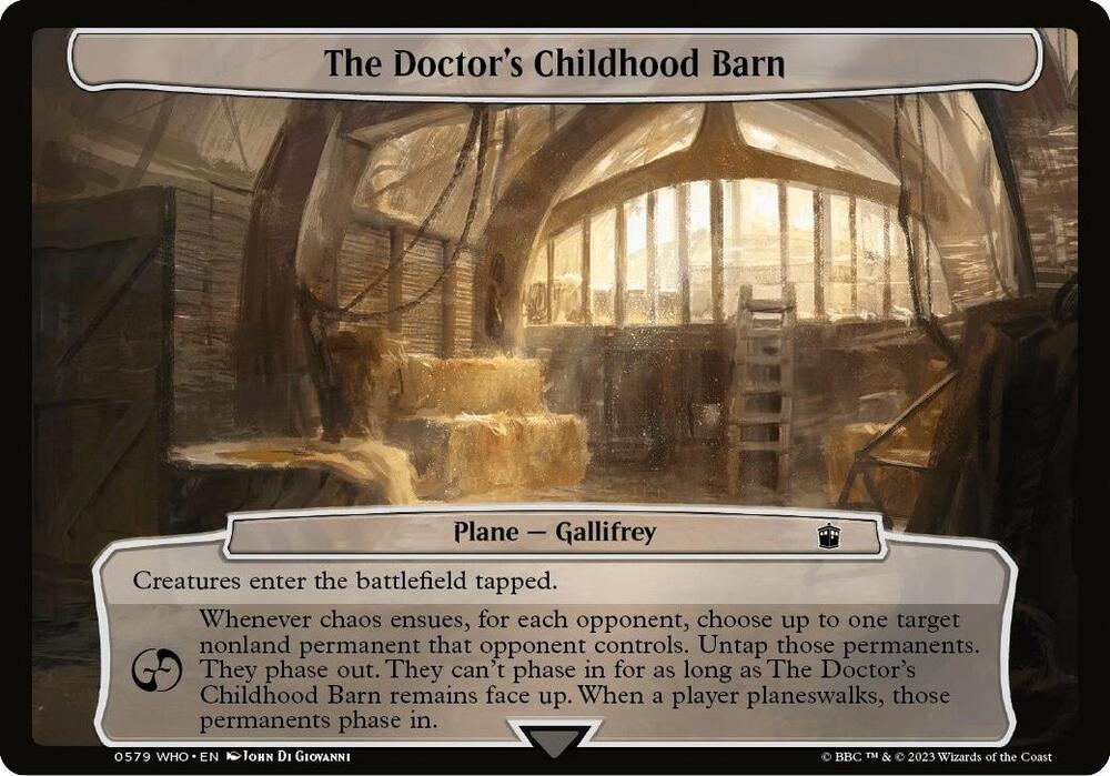 The Doctor's Childhood Barn 579 card from Planechase: Universes Beyond: Doctor Who