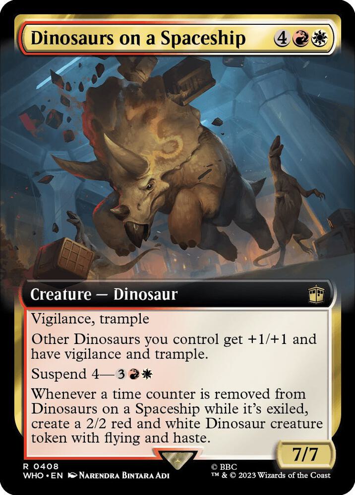 Dinosaurs on a Spaceship (Extended Art) 408 card from Universes Beyond: Doctor Who