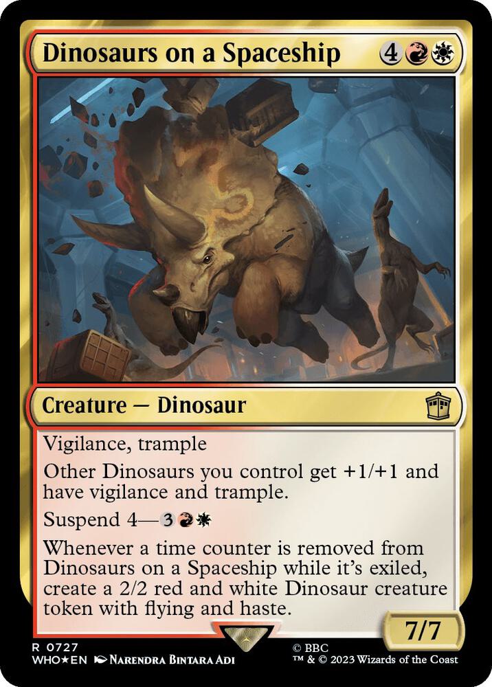 Dinosaurs on a Spaceship (Surge Foil) 727 card from Universes Beyond: Doctor Who