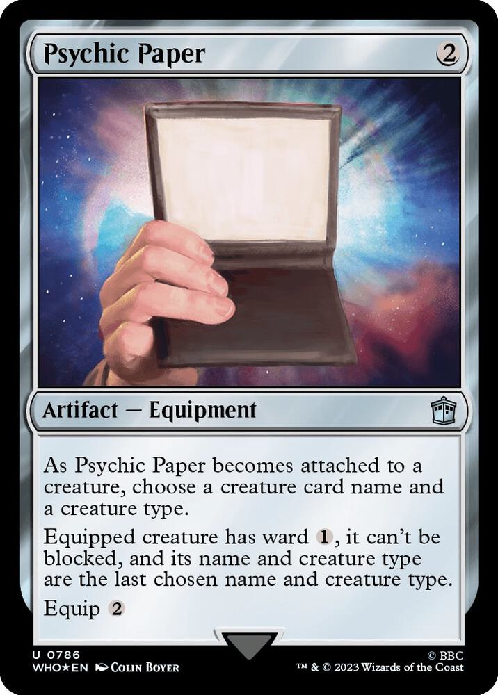 Psychic Paper (Surge Foil) 786 card from Universes Beyond: Doctor Who