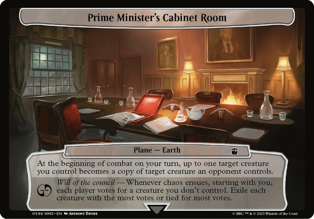 Prime Minister's Cabinet Room 596 card from Planechase: Universes Beyond: Doctor Who