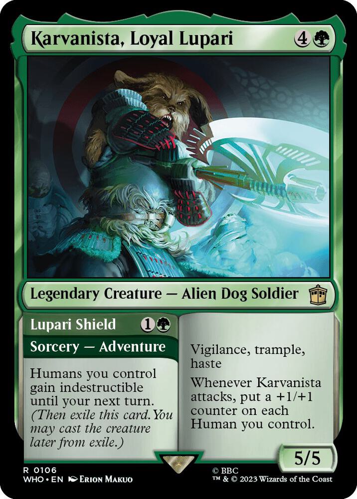 Karvanista, Loyal Lupari 106 card from Universes Beyond: Doctor Who