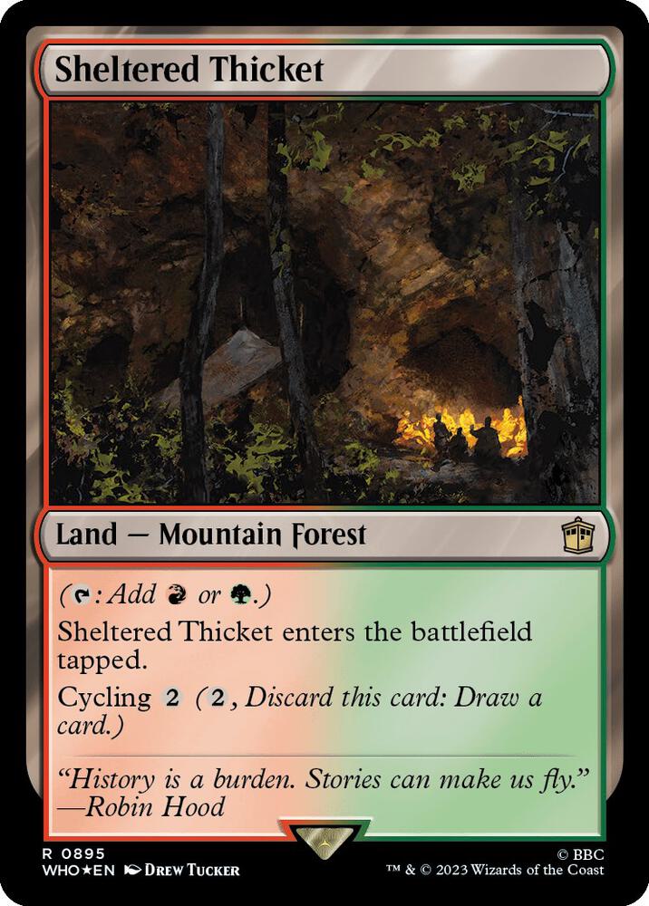 Sheltered Thicket (Surge Foil) 895 card from Universes Beyond: Doctor Who