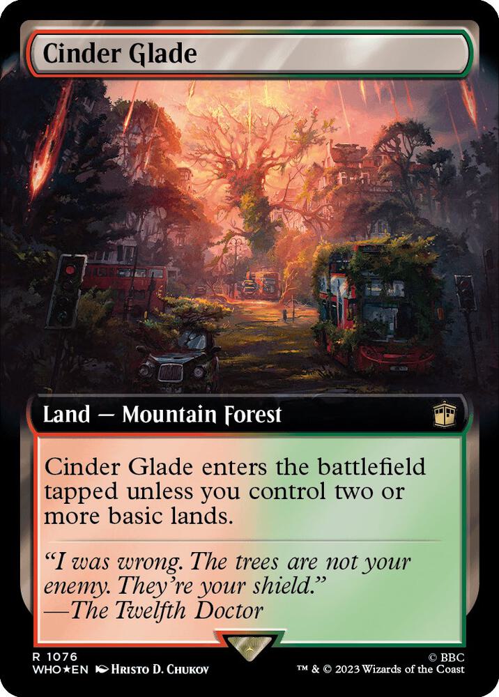 Cinder Glade (Extended Art) (Surge Foil) 1076 card from Universes Beyond: Doctor Who