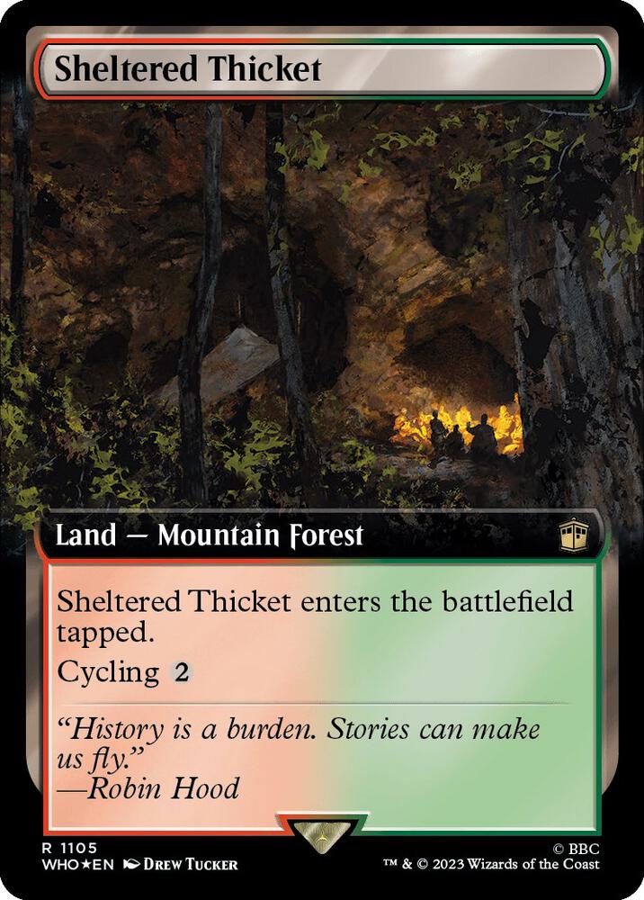 Sheltered Thicket (Extended Art) (Surge Foil) 1105 card from Universes Beyond: Doctor Who