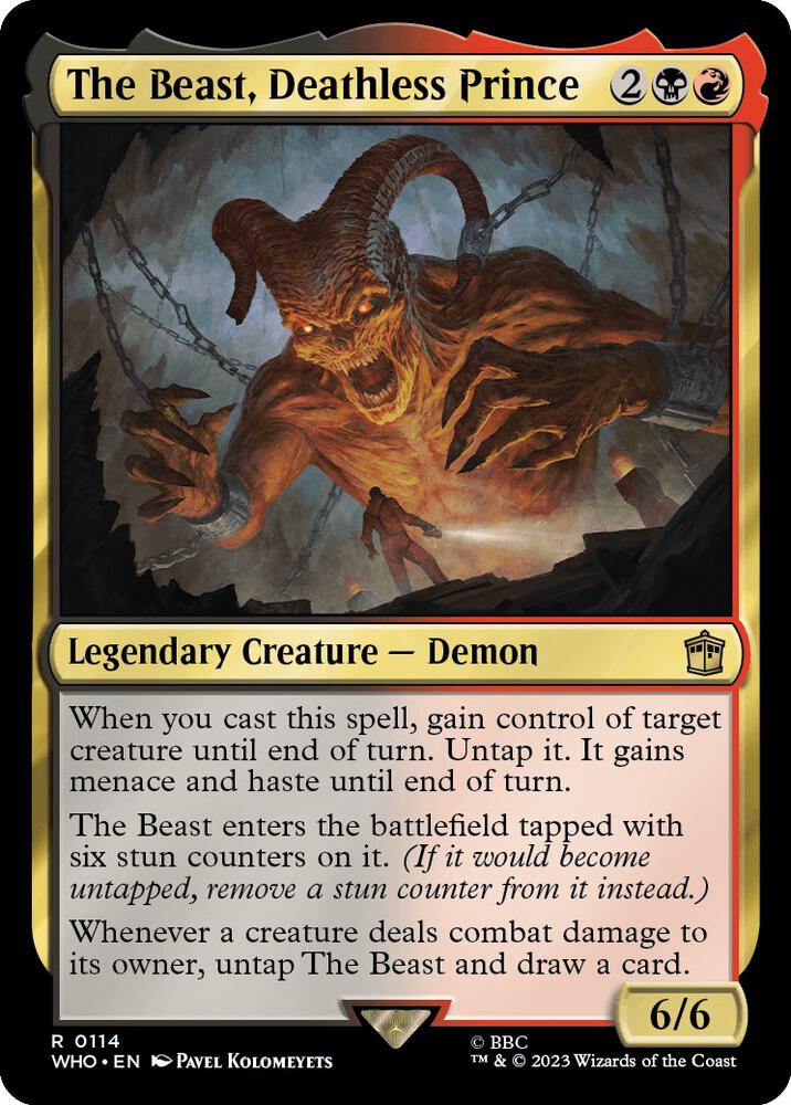 The Beast, Deathless Prince 114 card from Universes Beyond: Doctor Who