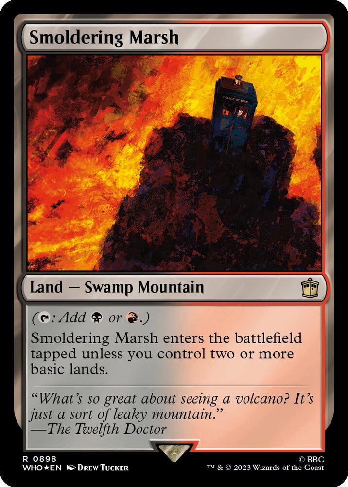 Smoldering Marsh (Surge Foil) 898 card from Universes Beyond: Doctor Who