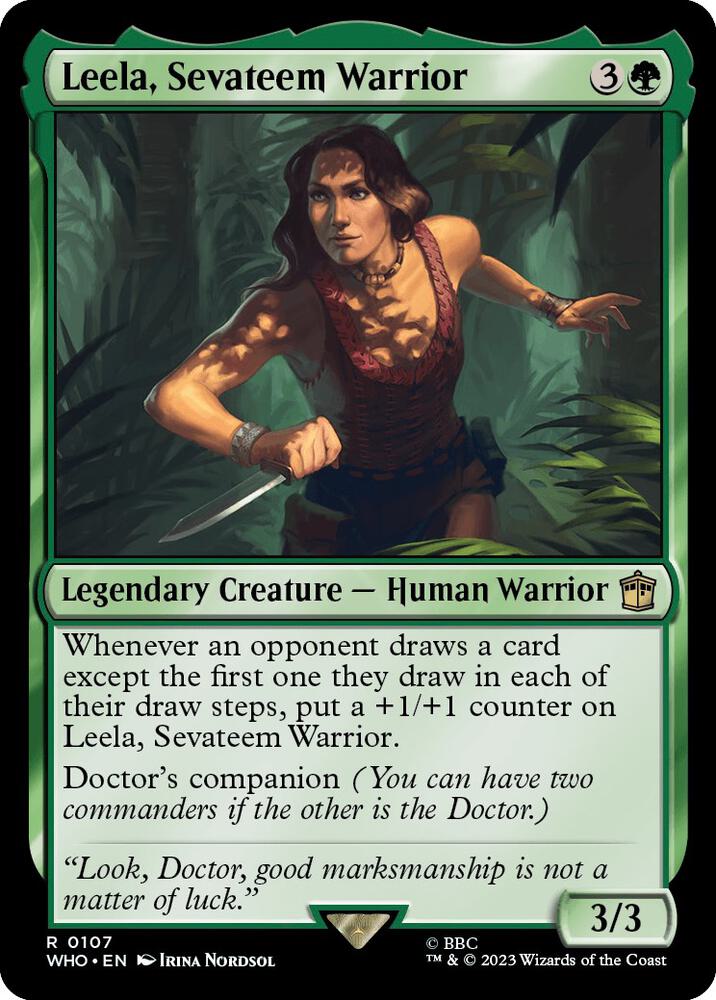 Leela, Sevateem Warrior 107 card from Universes Beyond: Doctor Who