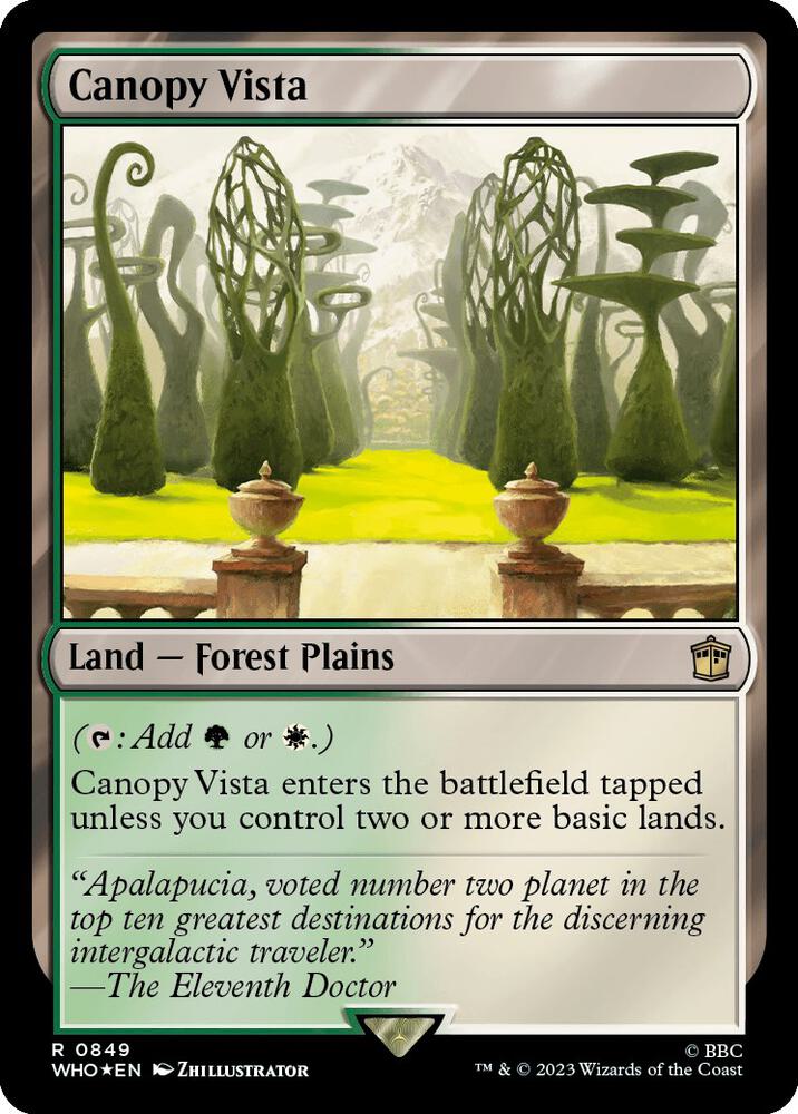 Canopy Vista (Surge Foil) 849 card from Universes Beyond: Doctor Who