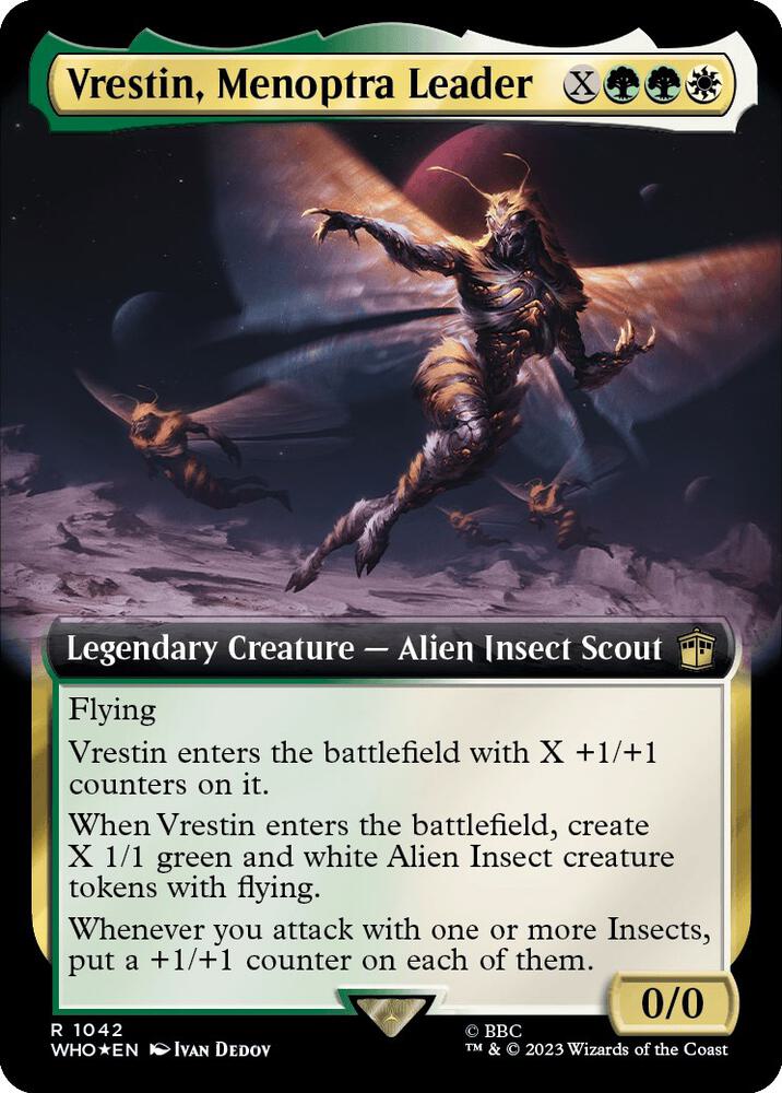Vrestin, Menoptra Leader (Extended Art) (Surge Foil) 1042 card from Universes Beyond: Doctor Who