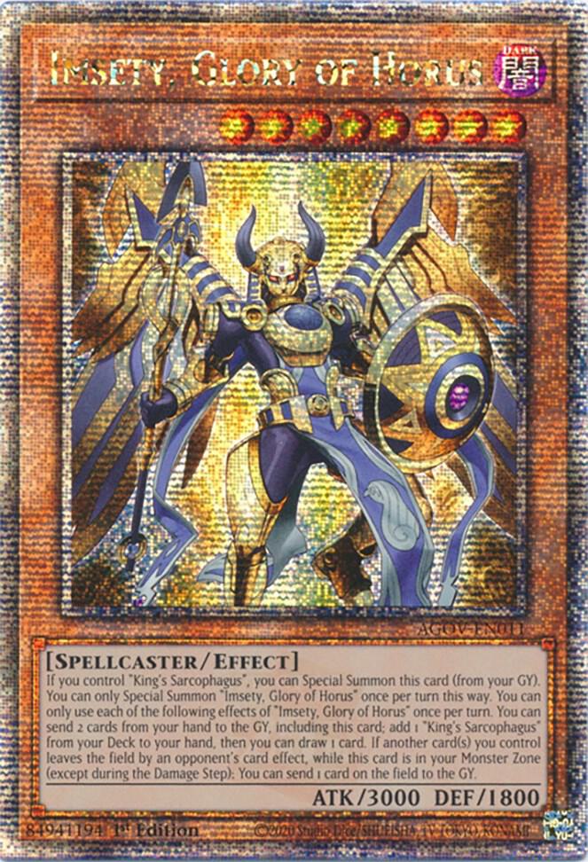 Imsety, Glory of Horus (Quarter Century Secret Rare) AGOV-EN011 card from Age of Overlord