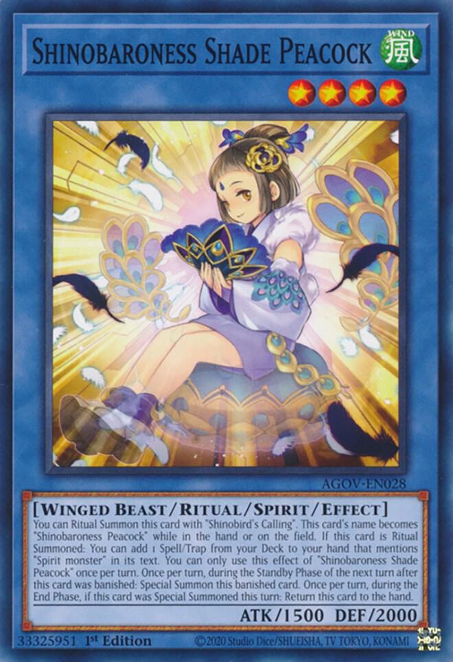 Shinobaroness Shade Peacock AGOV-EN028 card from Age of Overlord