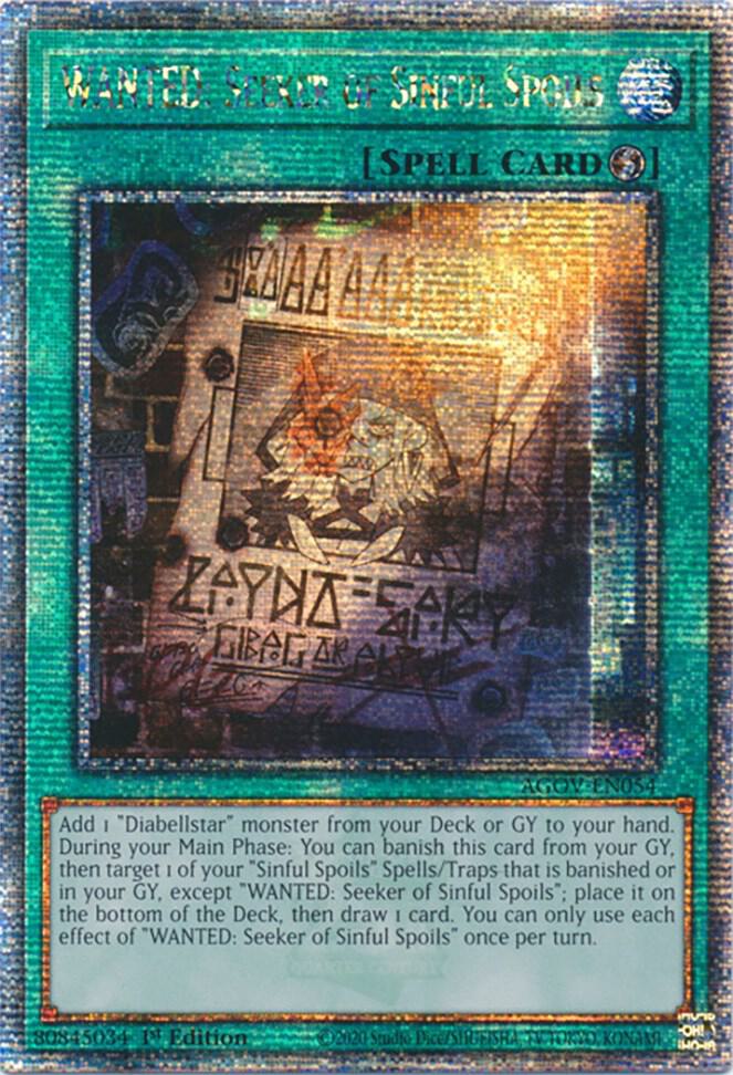 WANTED: Seeker of Sinful Spoils (Quarter Century Secret Rare) AGOV-EN054 card from Age of Overlord