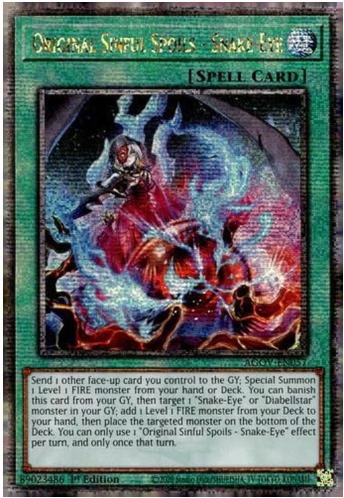 Original Sinful Spoils - Snake-Eye (Quarter Century Secret Rare) AGOV-EN057 card from Age of Overlord